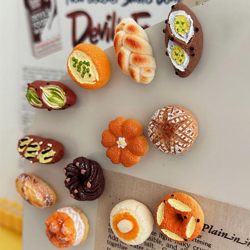 French Bread Refrigerator Magnets Kawaii Cartoon Food Fridge Magnets Cute Decorative Photo Message Magnet Magnetic Sticker