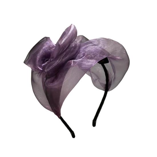 Women Headband Thin Bowknot Mesh Yarn Decor Lightweight Hairband Bright Colors Wide