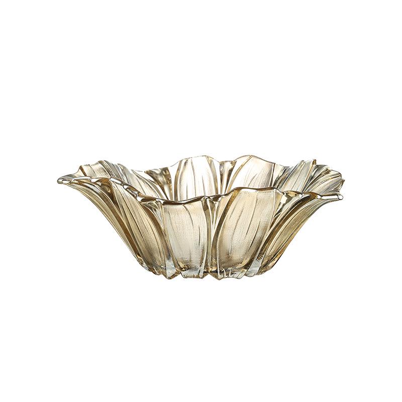 Sonnenblumen Kristallglas Obstschale – Modernes Wohnzimmer-Mittelstück für Salate, Snacks, Trockenfrüchte und Süßigkeiten.