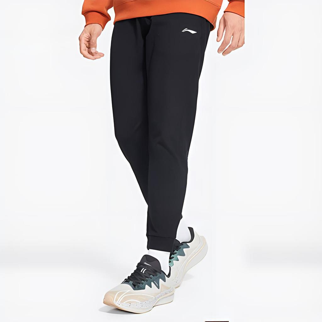 Li Ning Fitness Series Solid Color Casual Cuffed Sports Pants Men Bottoms Black AKLS683-2