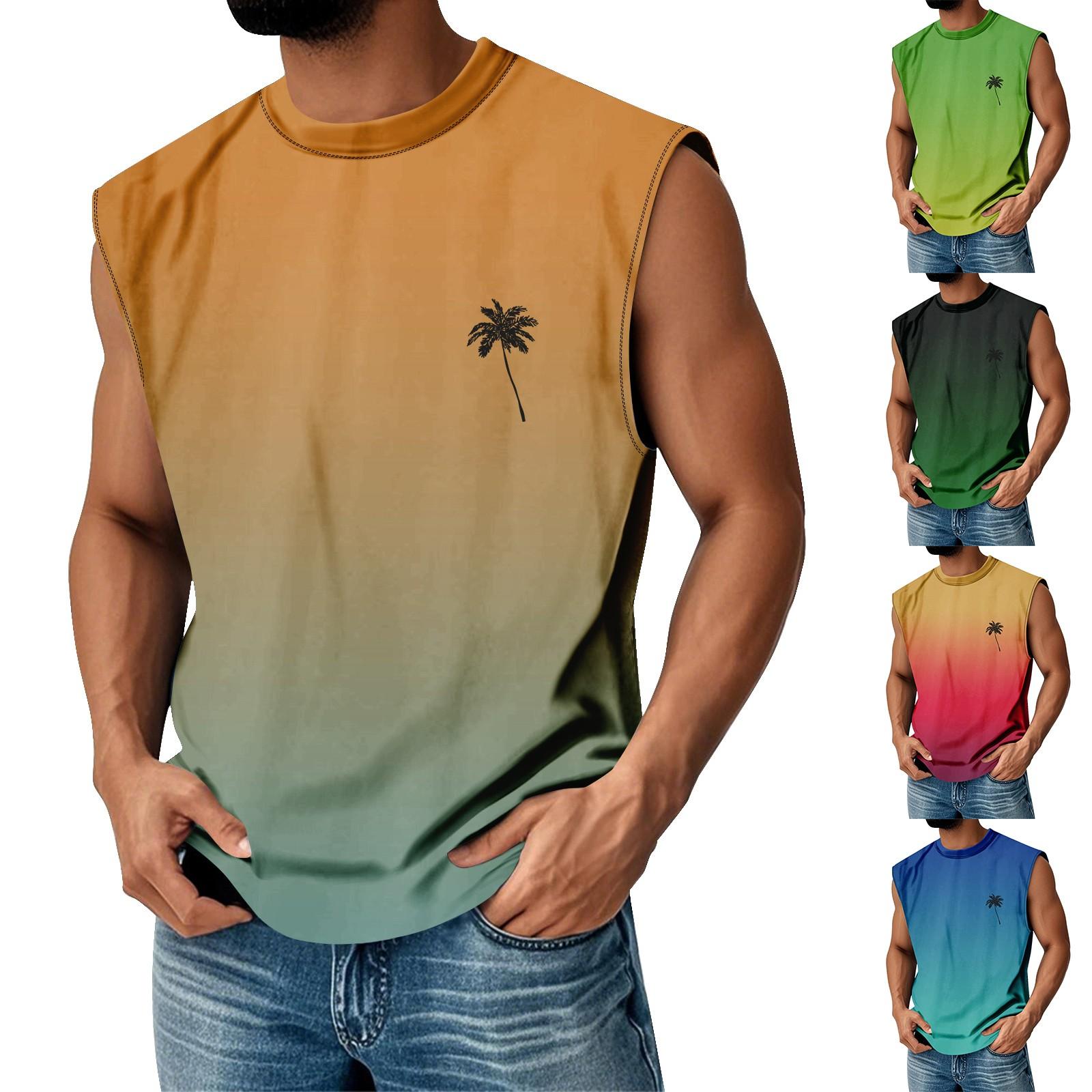 

Men s Summer Round Neck Gradient Sports Casual Sleeveless Vest L синій