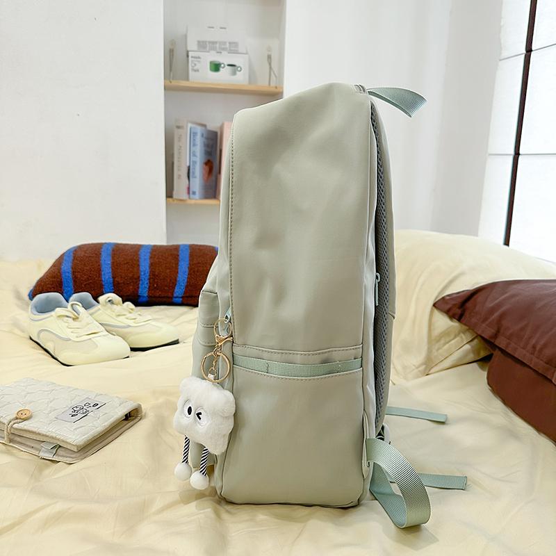 Solid Color Backpack Women's Large Capacity College Style Backpack Student Schoolbag