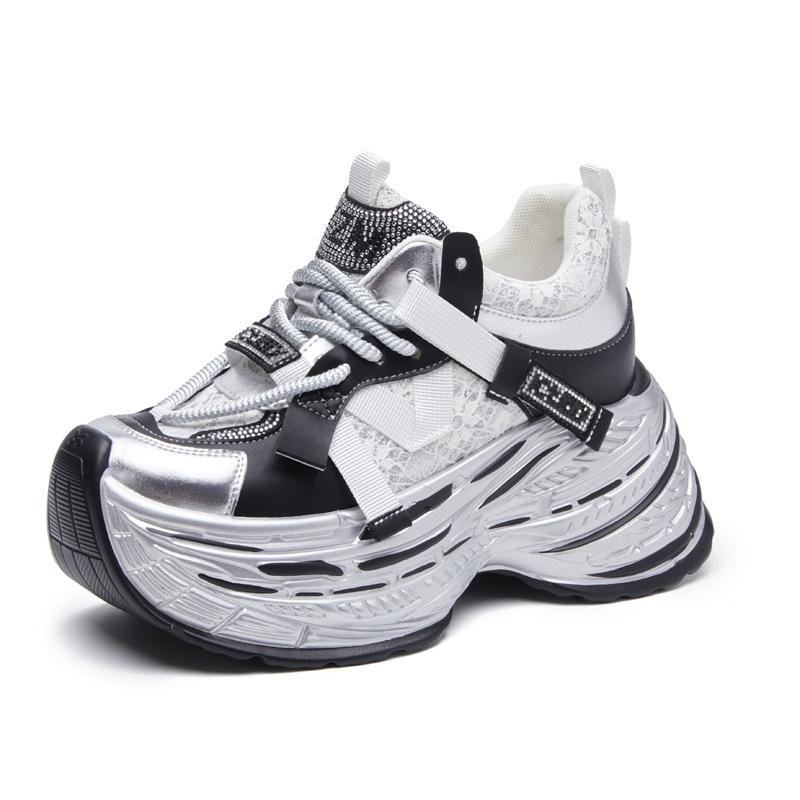 

8521 кроссовки папины женские платформа 2025 весна новинка интернет-знаменитость супер огонь маленький внутренний подъем повседневная обувь оригинал тренд 39 серебряный