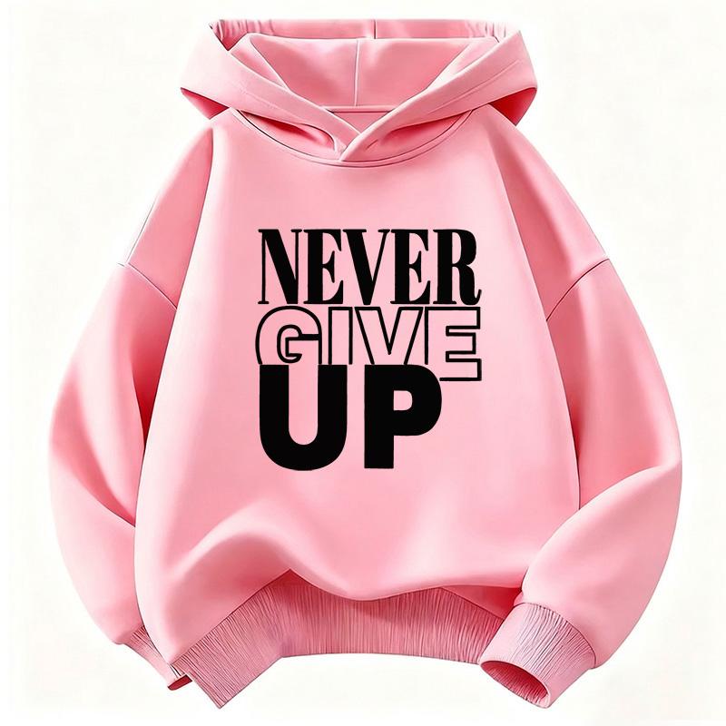 Nooit Opgeven Brief Print Hoodie Kinderen Lente Kinder Sweatshirt Hoody Casual Hoodies voor Jongens Meisjes Kleding