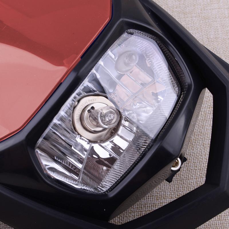 Red Motorcycle 12V Dirt Bike Front Headlight Headlamp With Fairing H4