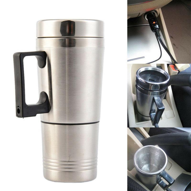 Cup Electric Kettle Steel Stainless Heating Car Tea Coffee Travel Maker Mug Pot