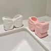 Visually Appealing Ceramic Toothbrush Holder with Bow Design Moisture-Resistant Bathroom Organizer, Freestanding Modern Vanity Decor for Countertop,