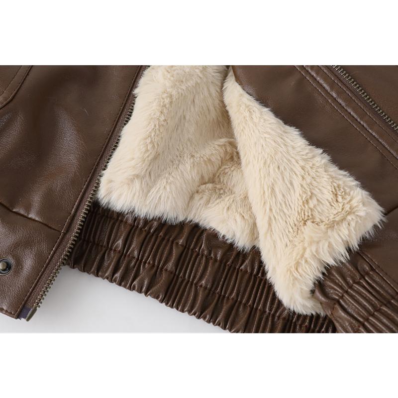 Χειμερινό Γυναικείο Παλτό από Ψεύτικη Γούνα με Γούνινο Γιακά Μαύρο Φαρδύ Παχύ Ζεστό Streetwear Πλούσιο Patchwork Δερμάτινο Ρούχο Τοπ