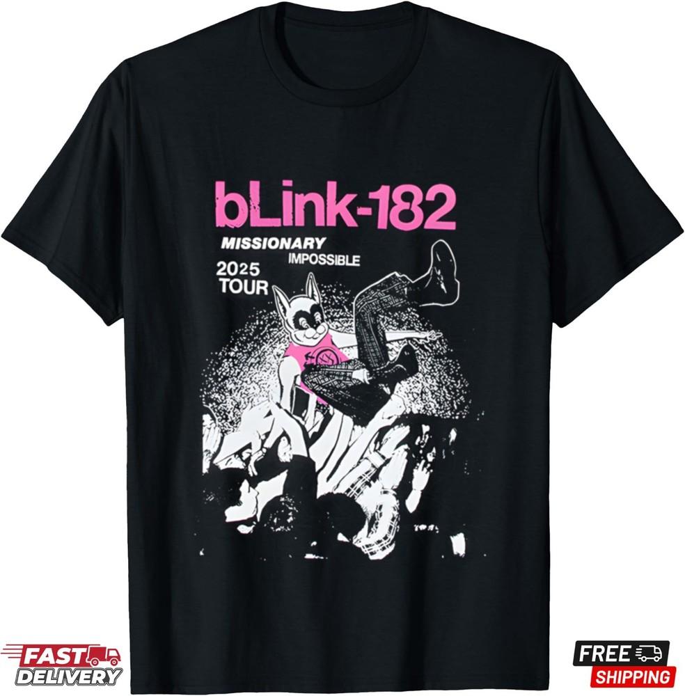 Blink-182 Missionary Impossible Tour T-Shirt, Rock Band Shirt, Family Rock Fan Unisex T-Shirt L