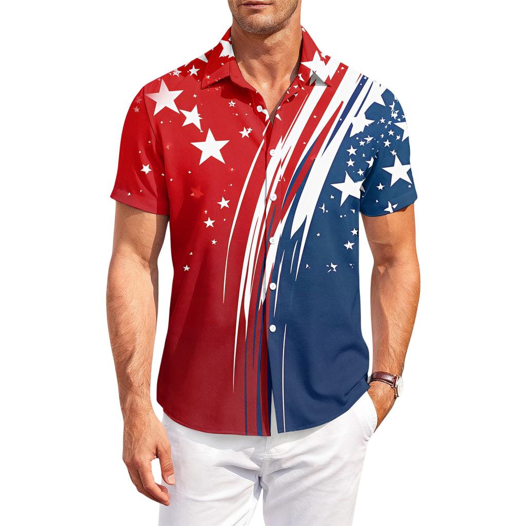 Men's Casual Short-Sleeve Collared Shirt