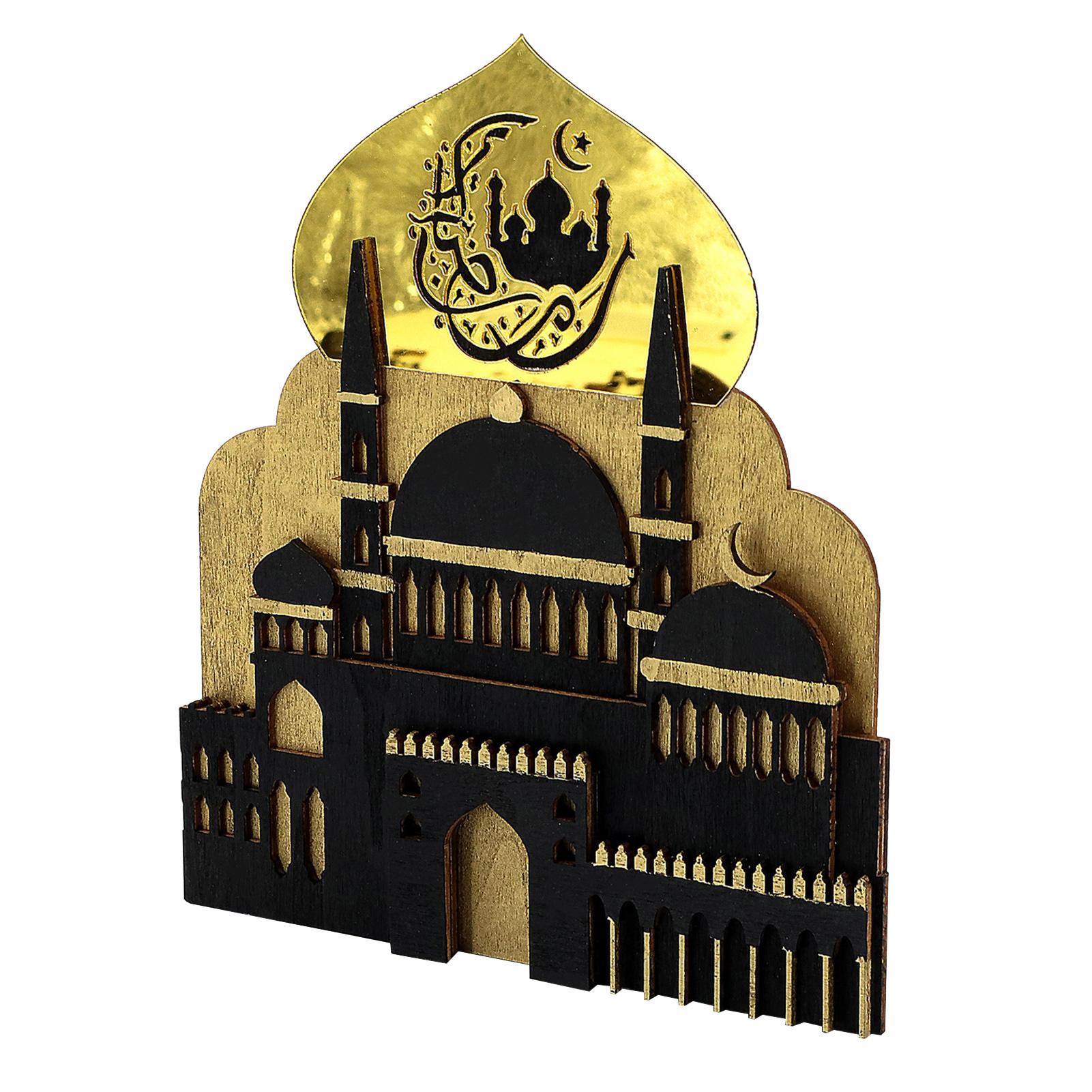 

Рамадан Мубарак Светильник 3D выдолбленный самшит изысканный светодиодный светильник в форме луны нужного размера для мусульман Black