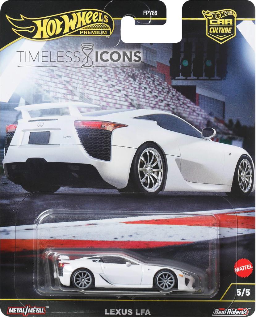 Hot Wheels Car Culture Timeless Icons Lexus LFA Vehicle Toy Miniature Car for Ages 3 and JBK57 Up, White,