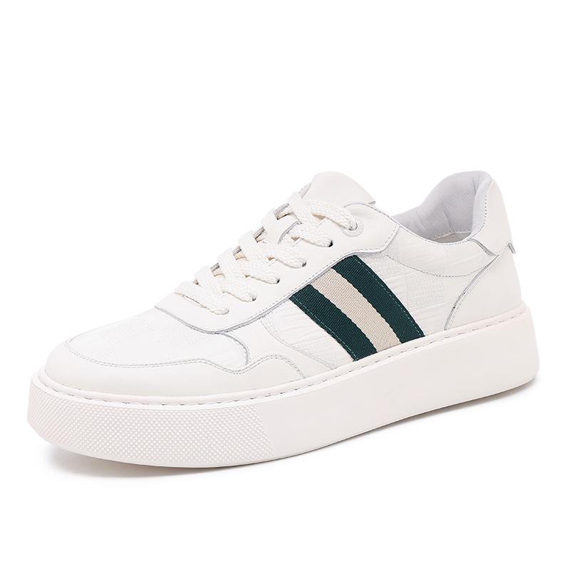 

Трендовые мужские спортивные кроссовки из натуральной кожи 2025: Белая мягкая подошва, повседневная обувь на толстой подошве Size 43 белый