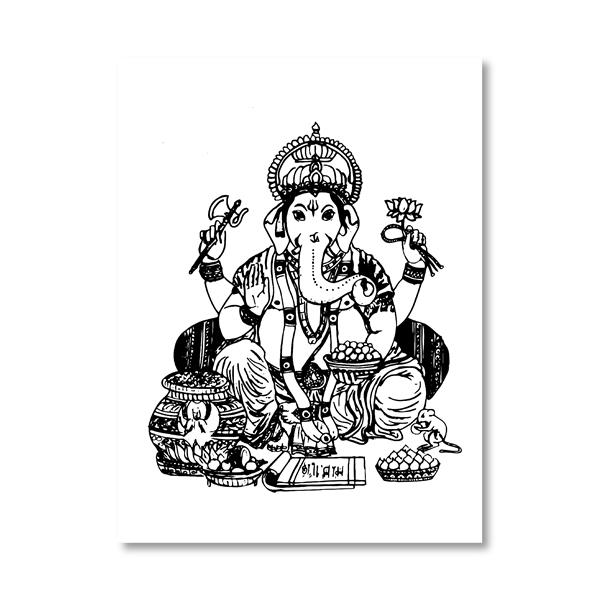 Hinduismus Hindu Gott Ganesha Maske Poster Religion Symbol Kunst Leinwandbild Schwarz Weiß Bilder Heimdeko Wandkunst Drucke Ohne Rahmen