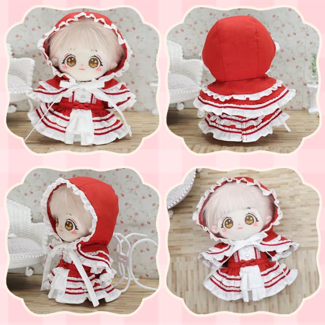AXLUCE Plush Clothes - 20cm Lolita Hooded Cape Doll (Red)