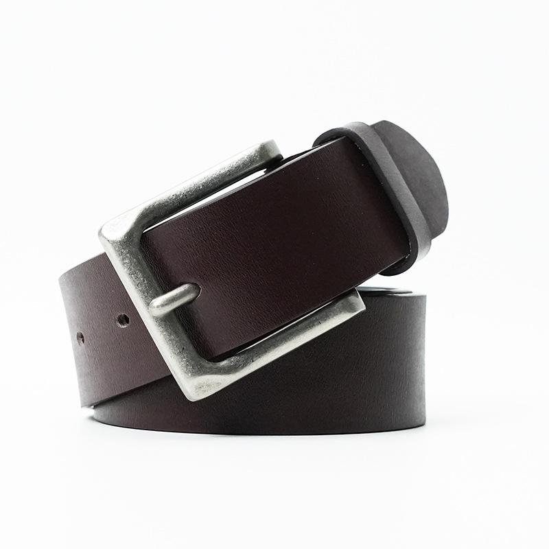 Needle Buckle Belt Men's Cowhide 3.8 Wide Genuine Leather Casual Belt Belt Belt