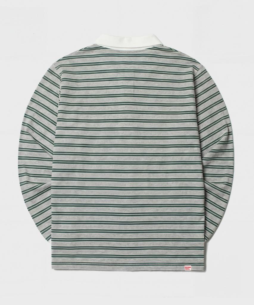 Maseumaluljeueopaeleol Multi Strip Collar Long Sleeve_Melange Gray