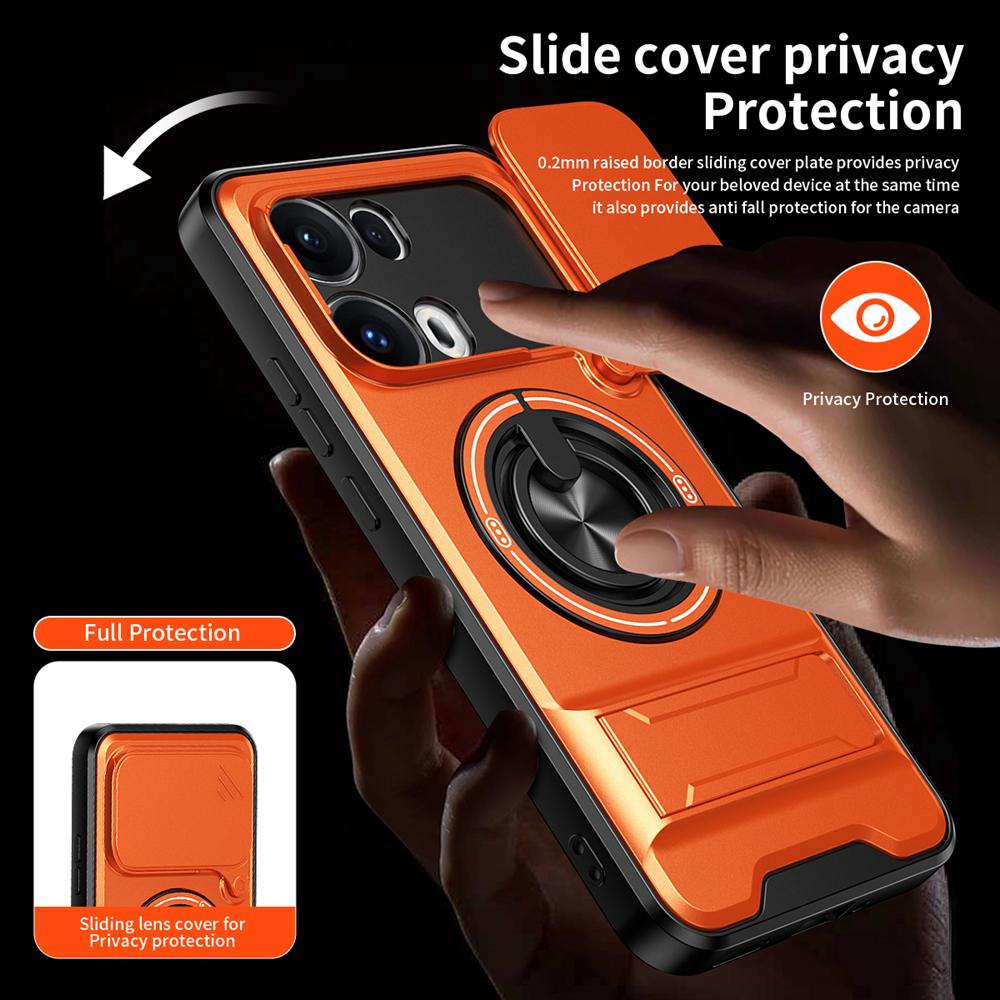 KEYSION Magnetic Phone Case for OPPO Reno13 Pro 5G Reno13 F 5G Slide Camera Protection Upright Kickstand Ring Shockproof Cover