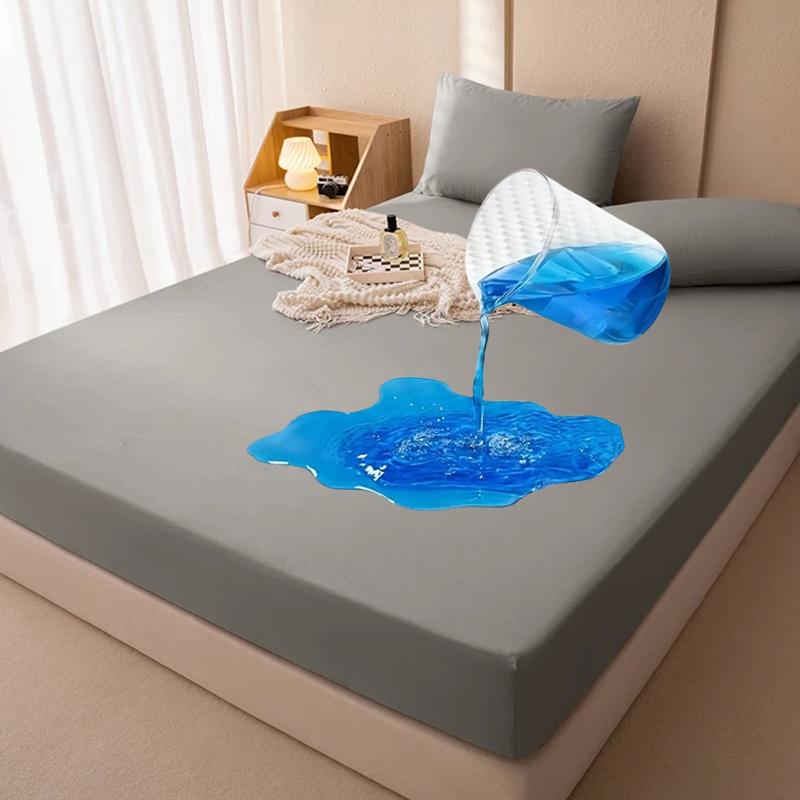3pc Waterproof Bed Sheet and Pillowcase Set3Pieces(1Fitted Sheet+2Pillowcase),Non-Slip Deep Pocket Bed Sheet,Waterproof Mattress Cover