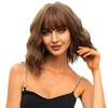 Parrucche corte ondulate marroni miste dorate con frangia bob capelli sintetici per donna naturali quotidiane Cosplay parrucca resistente al calore