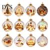 LED Christmas Tree Pendants Glowing Ball Ornaments, 3D Lighted Acrylic Hanging Miniature Scene Ornaments Balls for Mantel Window, Holiday Home