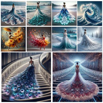 5D DIY Full Round Drill Diamond Painting Girl Kit Home Decor Art Wall Craft