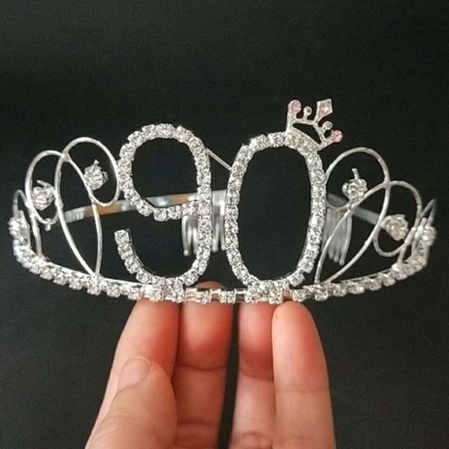 Women 16 -100year Birthday Party Princess Crystal Rhinestone Hair Tiara Stu Wedding Bridal Crown Headband Hair Accessories