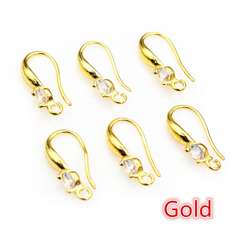 10pcs 18x8mm with Zircon Earring Hooks Wires Brass Material DIY Jewelry Making Accessories Handmade Earrings Findings