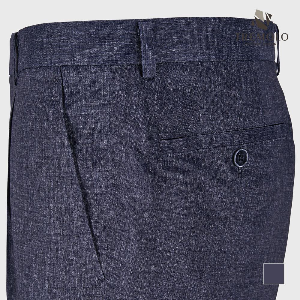 TREMOLO Navy Polyester Print Pants_Trbdaxy2411