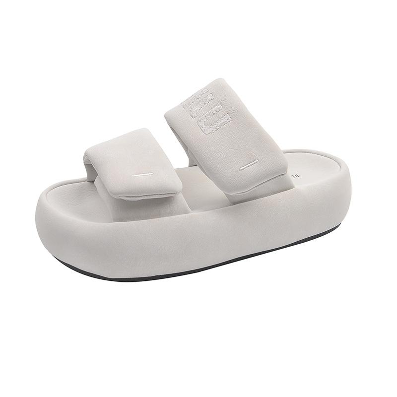 2025 New Platform Slippers Women's Outer Wear with Skirt Cool Slippers Fashionable Versatile Sandals One-word Slippers Women