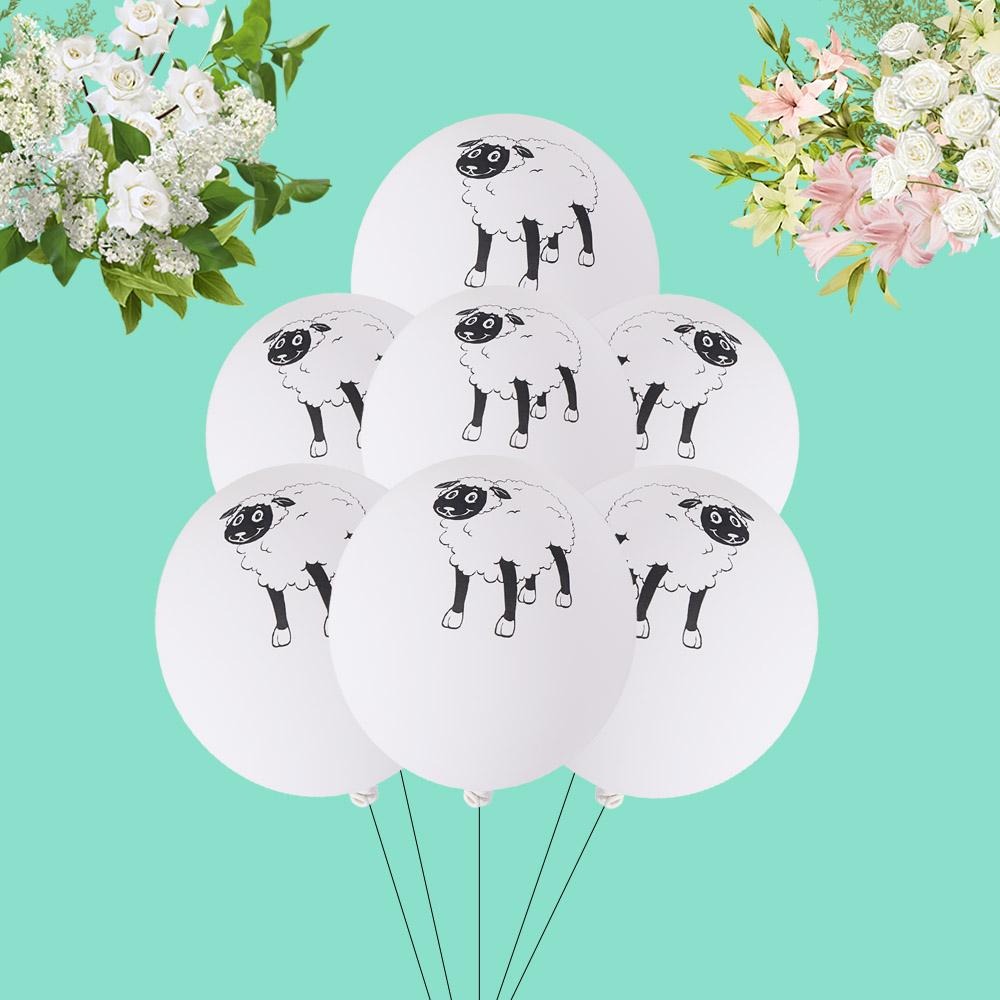 10pcs 12inch White Sheep Latex Balloons Inflatable Animal Balloons Sheep Print Balloon  Home Decor