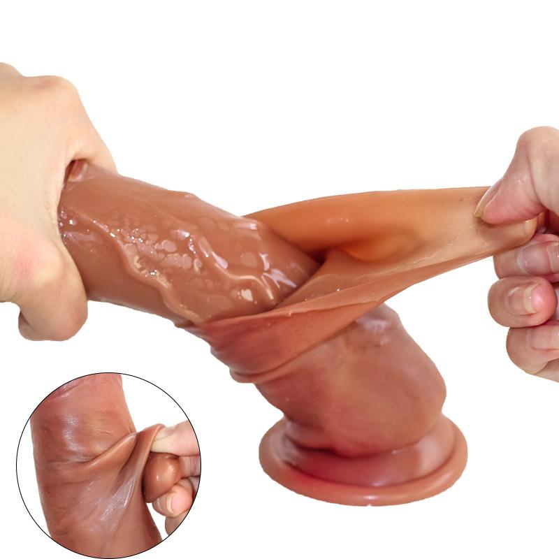 7.8Inch Dildo Realistic Sliding Foreskin Penis With Suction Cup Dildio For Women Big Soft Dildos Sex Toys For Adults 18 Shop
