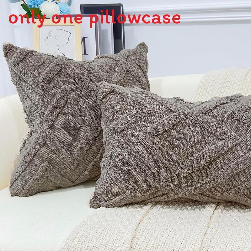 Pillow Geometric Cover Plush Material  And Logo Living Room Sofa Home Decor