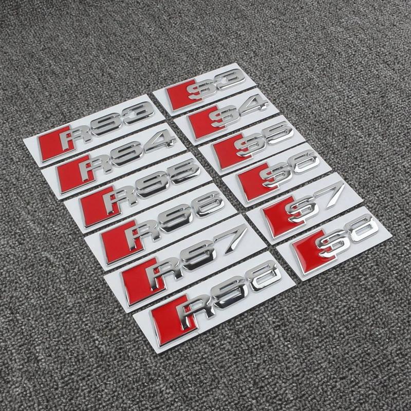 Plastic Modified Accessories Car Letter Emblem Stickers for Audi RS7 RS8 S3 RS3 RS4 RS5 RS6 S4 S5 S6 S7 S8 Logo Rear Trunk Badge