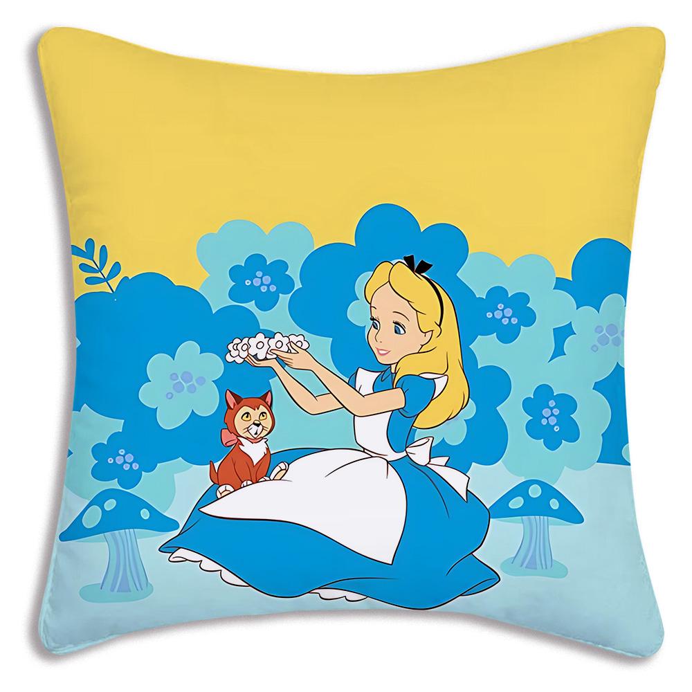 Disney Alice in Wonderland Pillow Covers Cartoon Sofa Decorative Home Double-sided Printing Short Plush Cute Cushion Cover