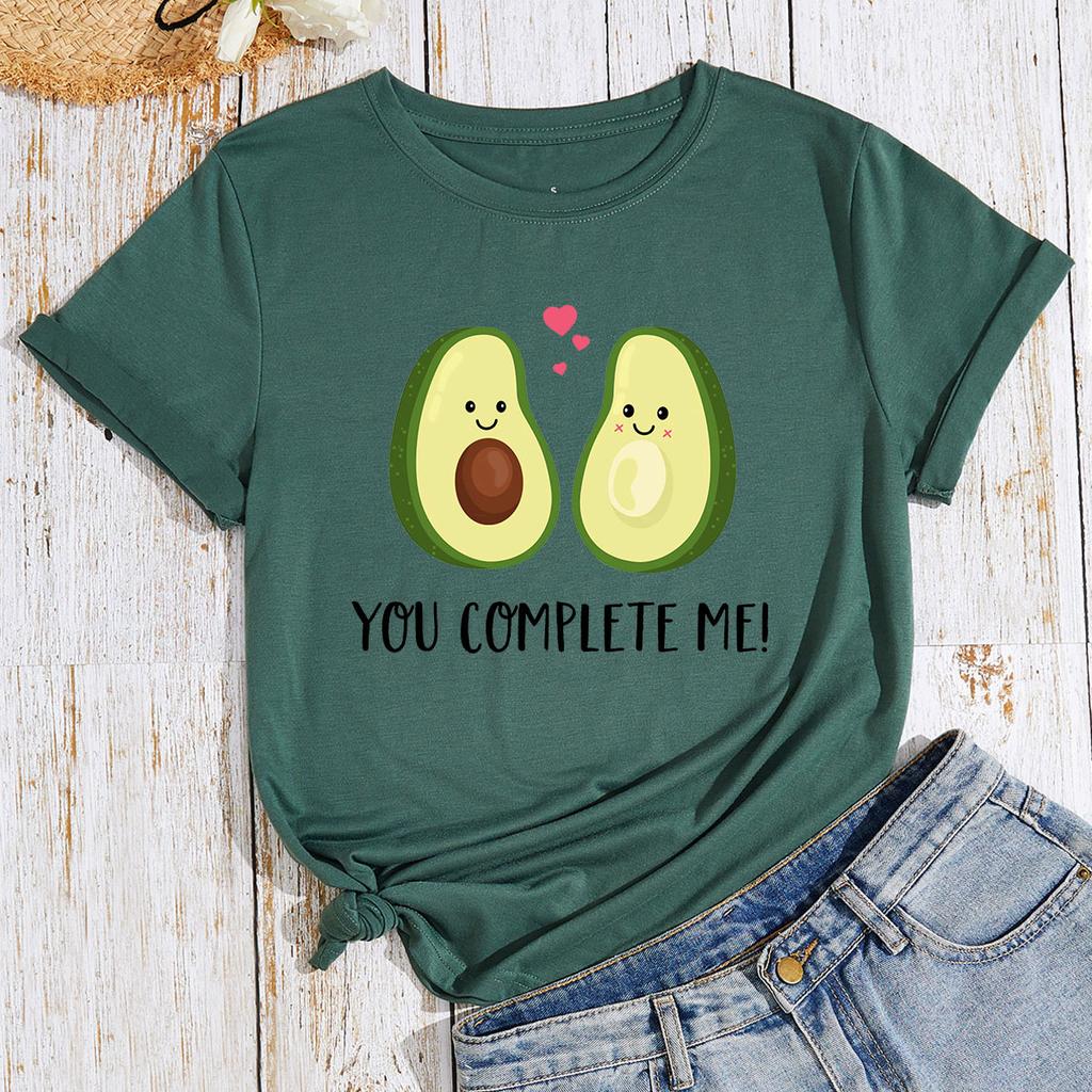 T-shirt en coton à manches courtes et col rond pour femmes, hauts imprimés en 2D