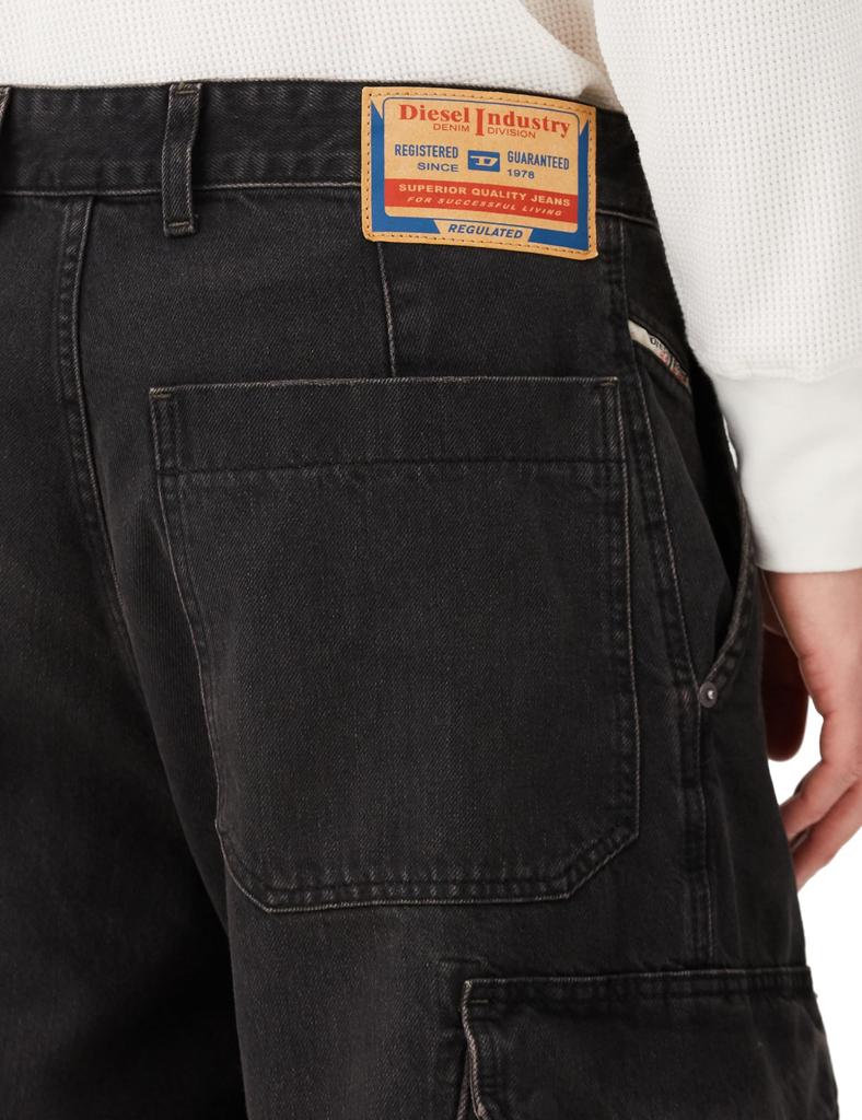 Diesel Men's D-FISH-CARGO Loose Straight Denim, Size 36, Black, Size 02, A133380KIAG