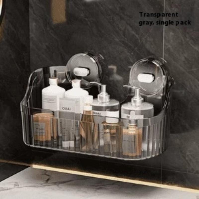 Raft de depozitare cu ventuză Fără găurire Transparent Auriu Baie Scurgere Raft Organizator Montat pe perete