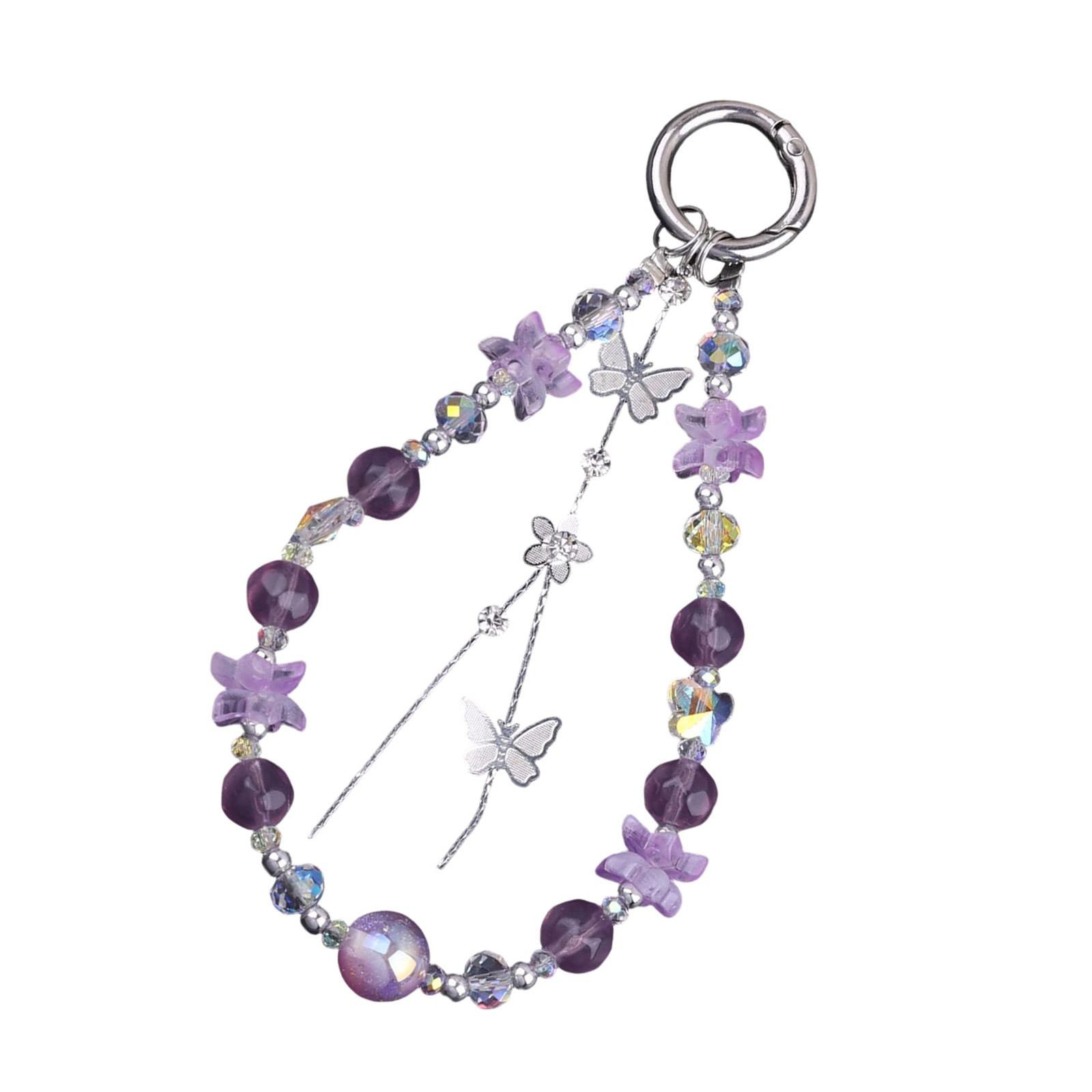 

Стильные брелоки-подвески в виде бабочки и цветка с кристаллами, идеально подходящие для придания шарма сумочкам и рюкзакам фиолетовый