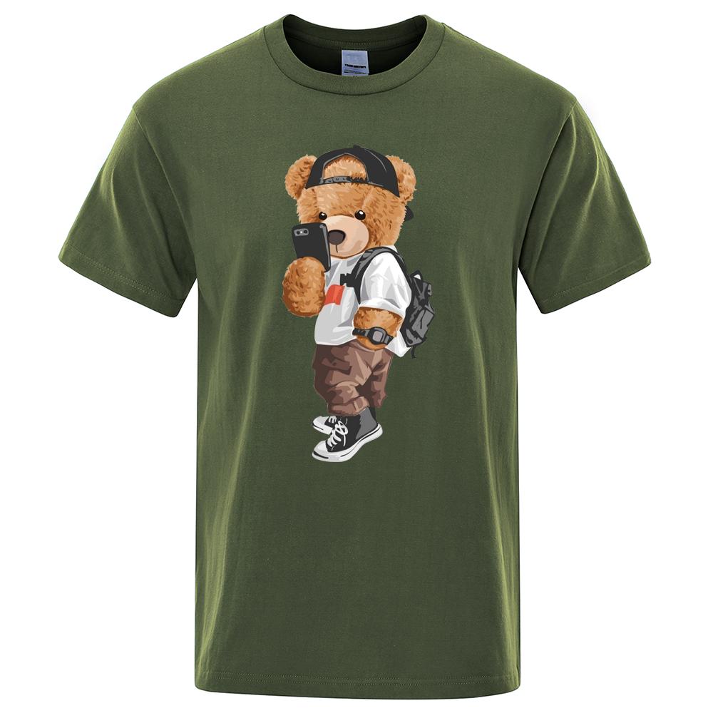 Men 2024 Fashion Ted Bear T Shirt Pure Cotton Tops Tee Funny Men Short Sleeve Crewneck Tees Summer Oversized Female T-Shirts