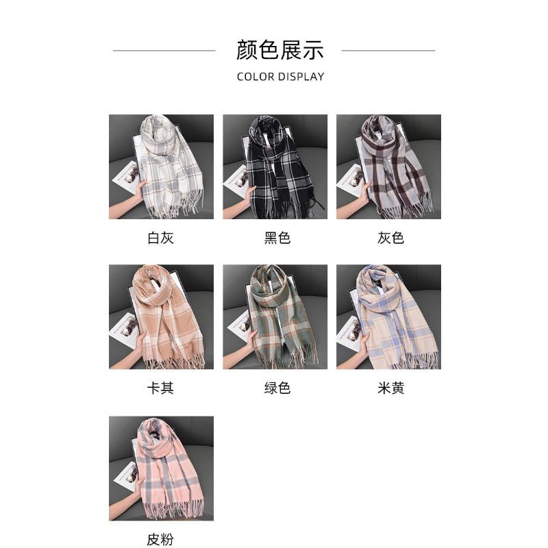 Korean Style Striped Plaid Scarf Women Soft Warm Thick Winter Shawl