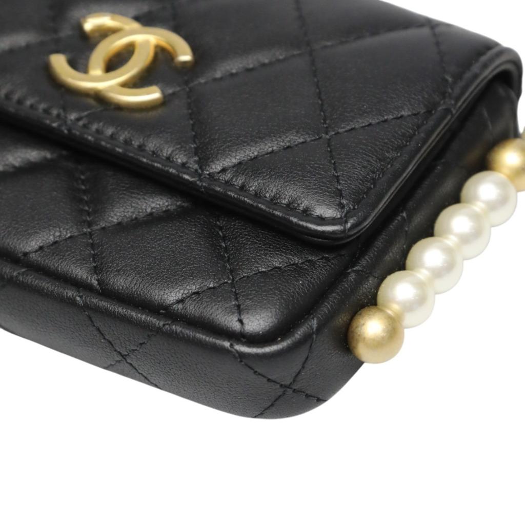 Chanel Mini Matrasse Shoulder Bag Lambskin Black Women Used