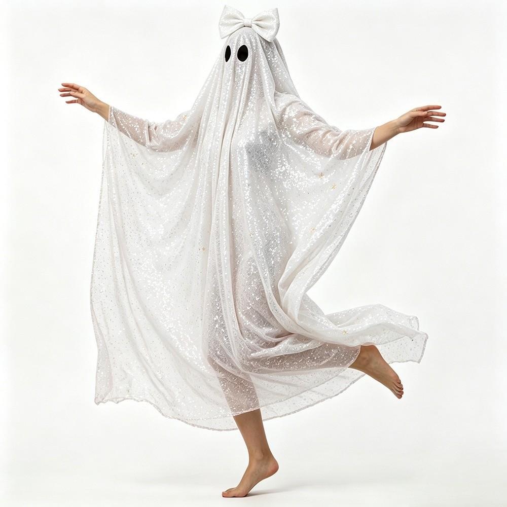 Vicces Masnis Szellem Köpeny Csillogó Cosplay Kellék Halloweeni Jelmez Köpeny Előadási Kellék