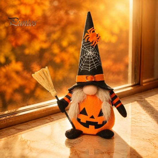 Halloween Feest Tafelblad Accenten Pluche Kabouter Decoratie, Spookachtige Oranje Zwarte Spinnenweb Vleermuis Zweedse Decoraties Tomte Elf Beeldje, Scandinavische Pop