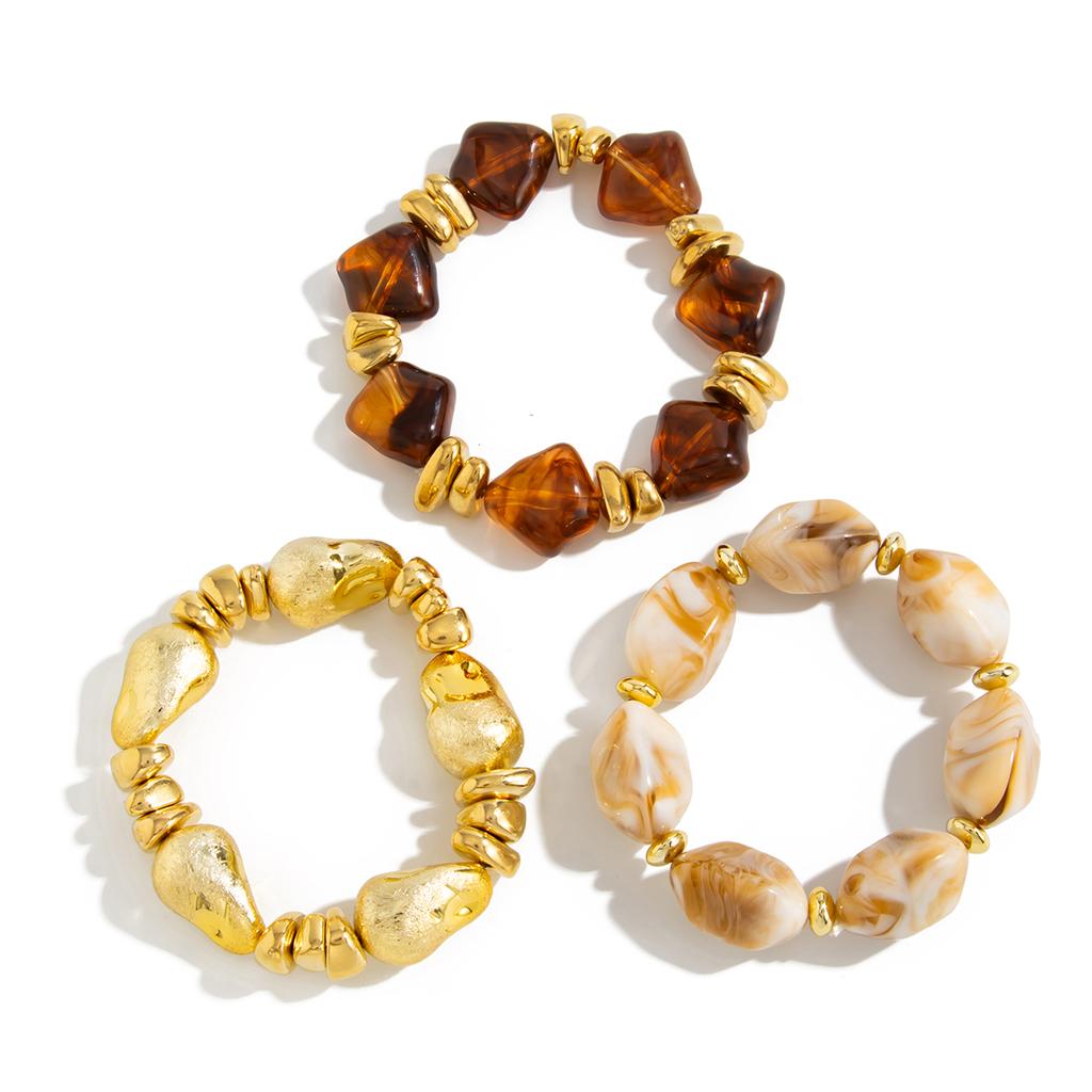 Ingemark 3 Pcs/Set Vintage Creative Resin Bracelets Women 2026 New Trend Irregular CCB Resilient Hand Chain Party Jewelry Gift