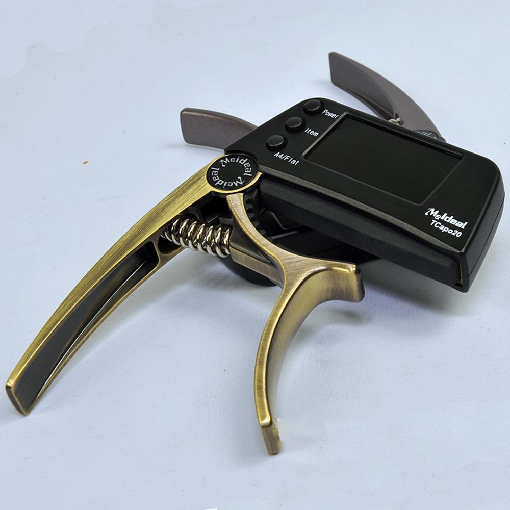 2-IN-1 Capo for Acoustic Guitar with Auto Tuner Instrument Quick Change Clip Lock On Folk Electric Guitar Bass Ukulele Chromatic