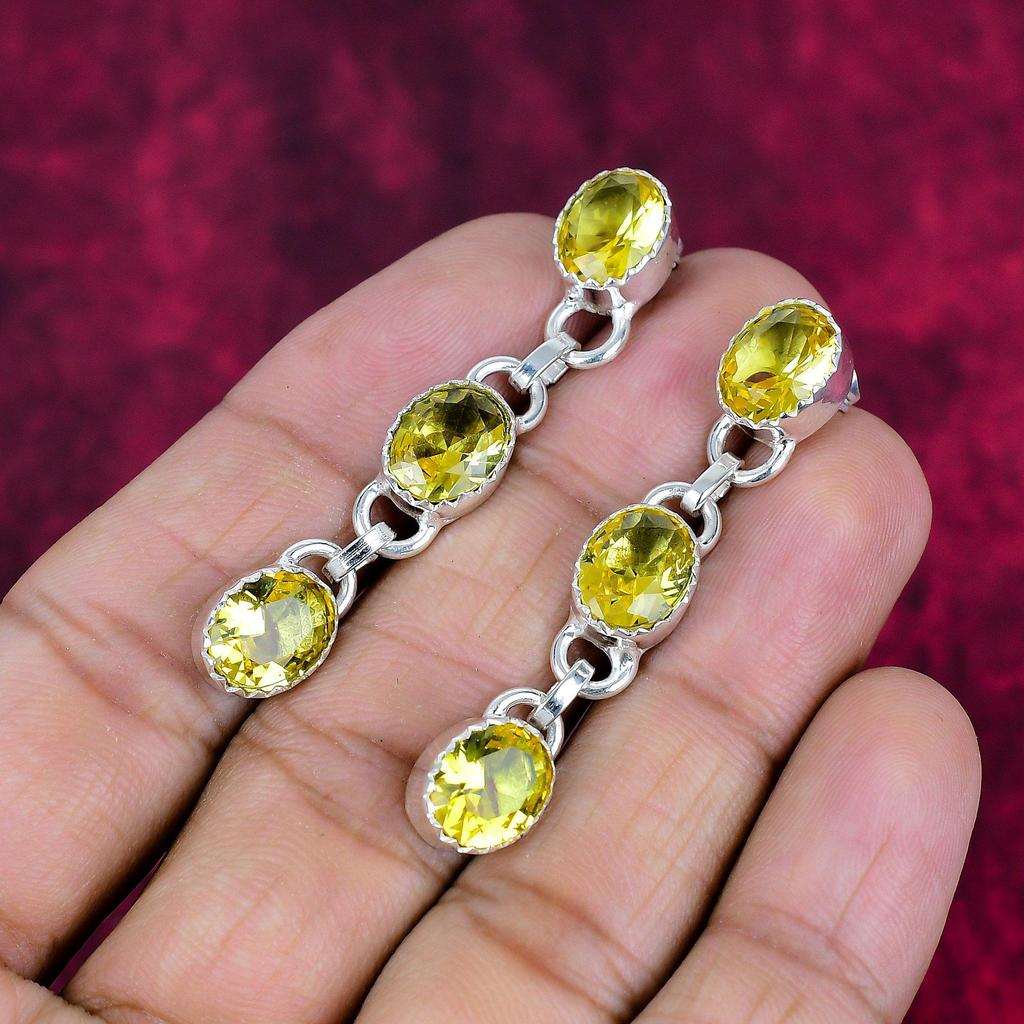 Citrine Earrings, 925 Solid Sterling Silver Gemstone Jewelry, Handmade Earrings, For Thanksgiving