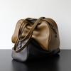 Light Luxury Retro Casual Underarm First Layer Calfskin Bowling Bag Women's Large-capacity Leather Portable Shoulder Messenger Bag