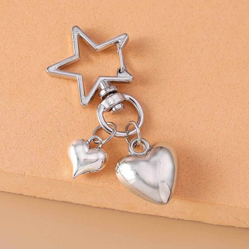 Cute Metal Love Heart Key Chain Pearl Shell Key Ring for Women Girl Handbag Pendants DIY Handmade Jewelry Gifts