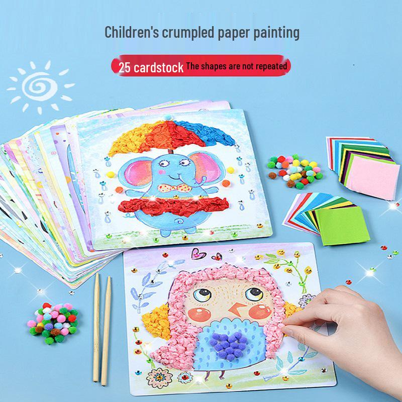 Children's Crumple Paper Art Kit for Creative Painting and Crafts in Kindergarten and Elementary Classes